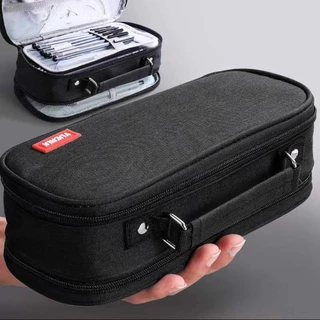 Bolsa De Lápis Portátil De Grande Capacidade Caixa De Armazenamento De 5 Camadas Estilo Unissex Simples Adequado Para Me