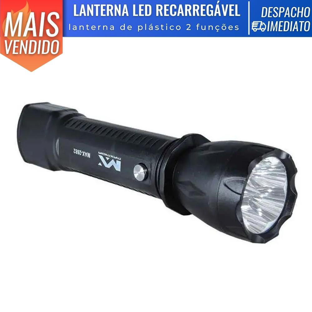 Lanterna Manual De Led Recarregável Com Alca, Com Tripé E Cabo Usb Ec6905