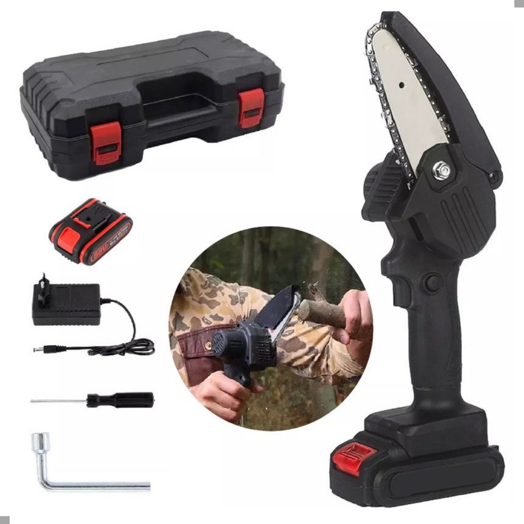 Mini Moto Serra Elétrica 36V 600w Motosserra Bateria Bivolt