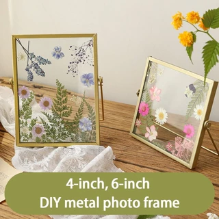【 CR 】 4 Inch 6 Diy Moldura Fotográfica De Vidro Feita À Mão Criativa De Flor Simples Seca Ornamento De Mesa Minimalista