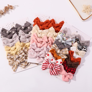 16 Pcs/Set Cute Leopard Print Hair Clips Para Meninas Clipes De Cabelo De Cor Sólida Bowknot Hairclips Boutique Acessórios Presentes Infantis