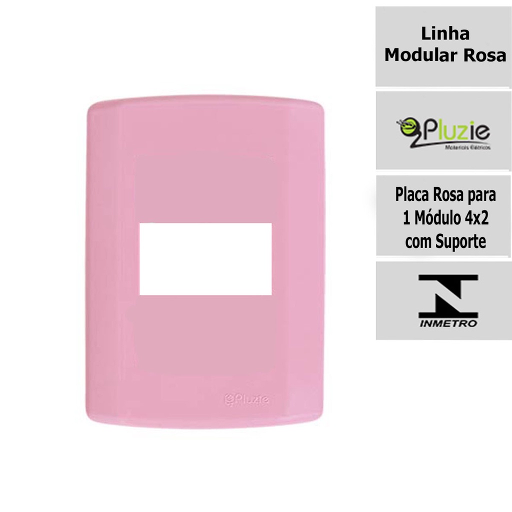 Placa rosa para 1 módulo 4x2 com suporte | Shopee Brasil