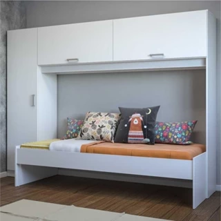 Cama Solteiro com Colchão Incluso e Guarda Roupa/Roupeiro Multimóveis Branca