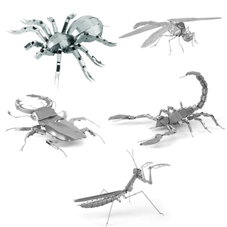 Quebra-Cabeças Metálicos 3D Montagem Modelo Insecto Libélula Escorpião Mantis Chifres Tarântula DIY Jigsaw Blocos Educativos Brinquedos
