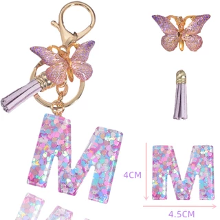 Porta-Chaves Com Letra Inicial Para Mulheres Tassel Butterfly Purple Cute Car Key Ring Carteira De Menina Bolsas Mochila Ornamentos em Oferta na Shopee