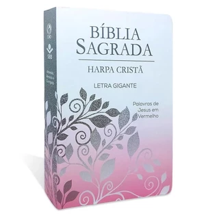 Bíblia Sagrada - Harpa Cristã - ARC - Letra Gigante - Palavras de Jesus em Vermelho - Ramo Prata