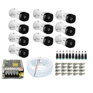 Kit 10 Câmera Intelbras C/ Infravermelho 20m Vhc 1120 B + Assessórios