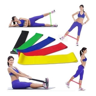Mini Band Kit 5 Fita Elástica Resistência Academia Exercícios Yoga Musculação Fisioterapia