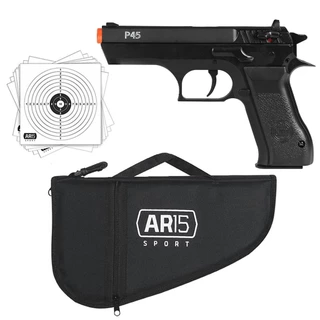 Pistola Airsoft Co2 P45 KWC Calibre 4.5mm + Capa 33cm Preta