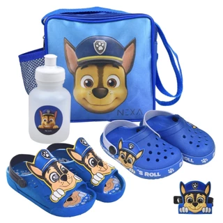 Kit 4 Babuche Infantil + Sandália Babuche Patrulha Mochila Com Garrafinha E Pulseira