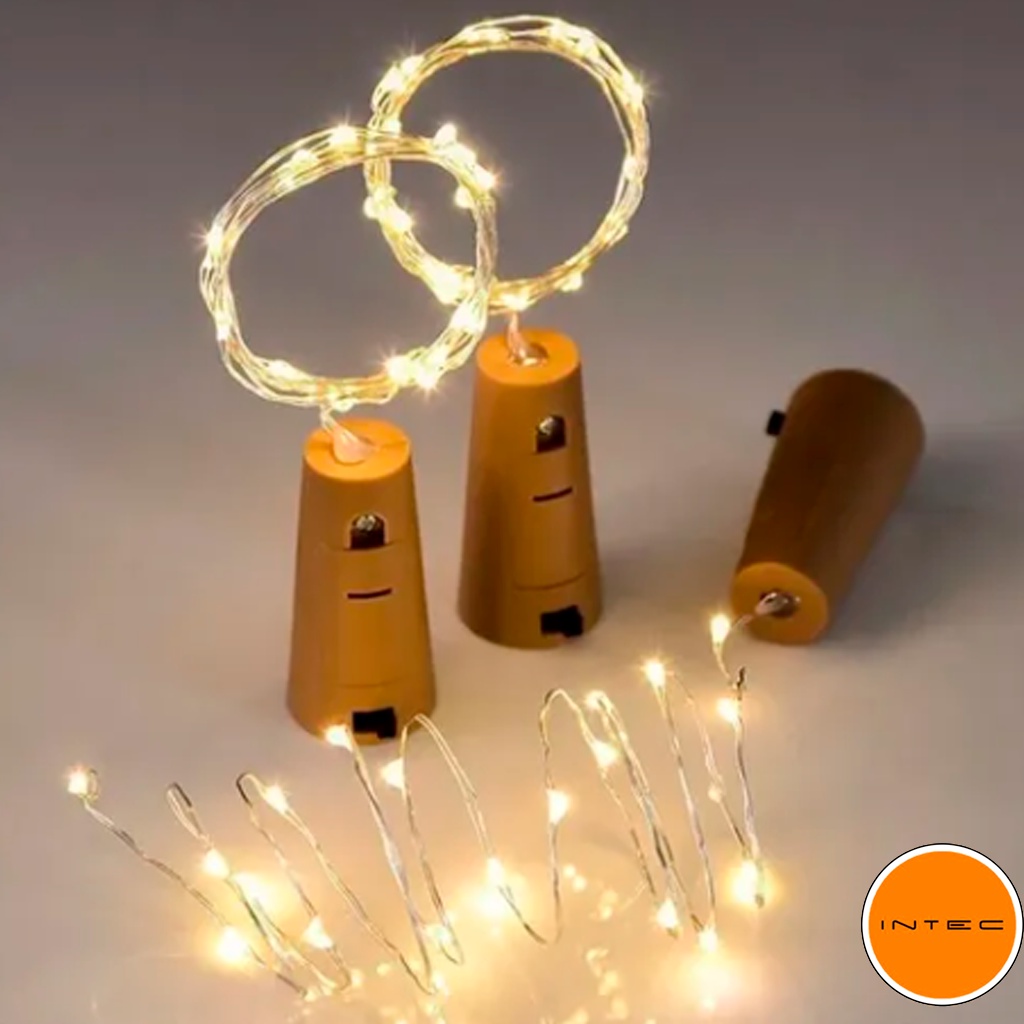 Cordão Cobre Fixo 20 Led C/ Rolha Fio Metalizado A PROVA D'AGUA Para Decoração de Garrafas Decoração Interna