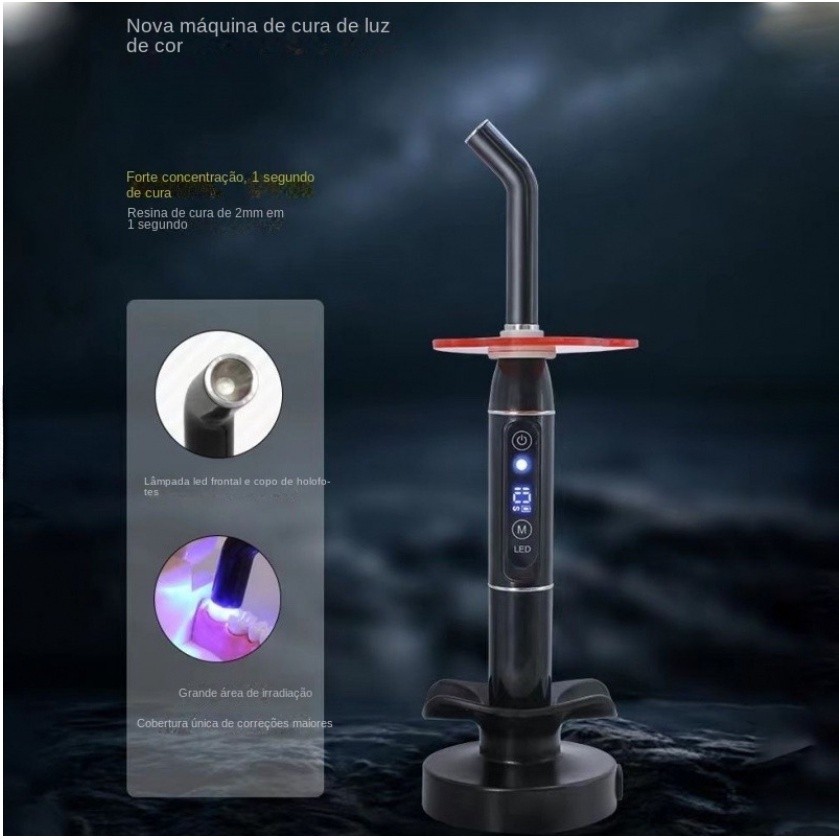 Máquina de fotopolimerização dentária, resina de fotopolimerização dentária para obturações dentárias, lâmpada fotossensível de cor dentária LED para cura de materiais de dentes bonitos