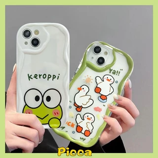 Para Samsung A12 A13 A52s A50 A53 A02s A51 A03 A20 A50s A14 A04 A21s A54 A11 A24 A34 A03s A30 A52 A10s A33 A20s A32 A23 A04s A04E A31 Capa De Pato Keroppi 3D Ondulada De Borda Curva