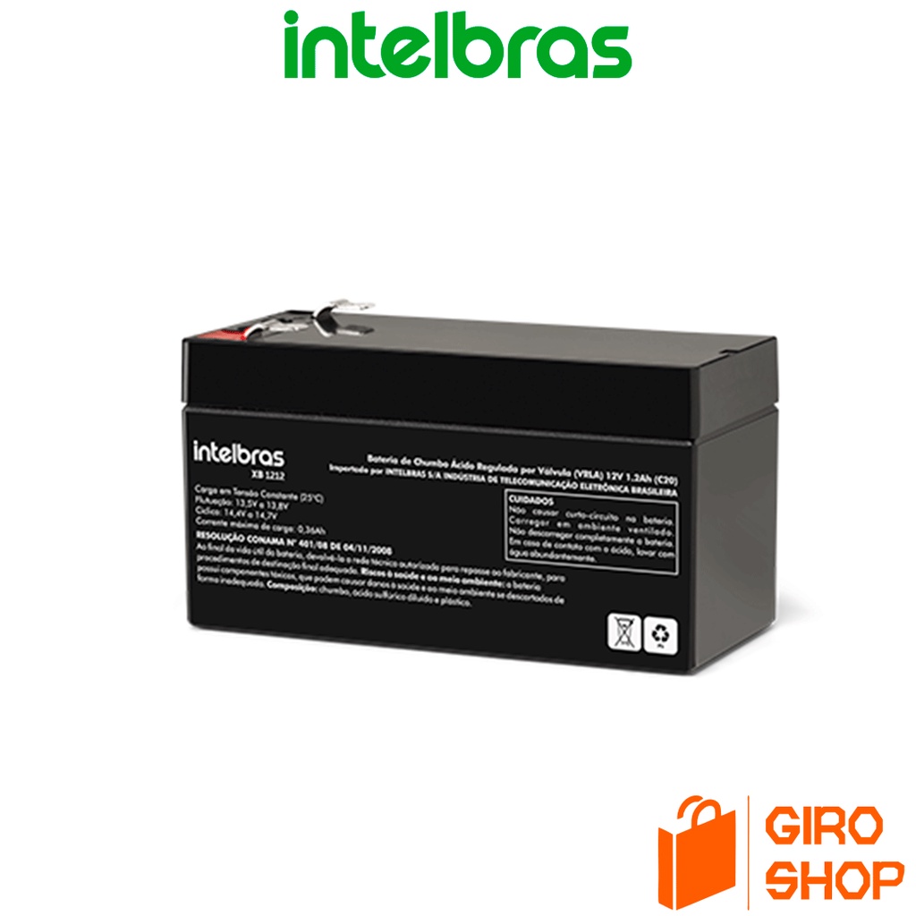 BATERIA CHUMBO ÁCIDO VRLA 12V 1,2AH - XB 1212 INTELBRAS - PARA CENTRAIS DE ALARME DE INCÊNDIO