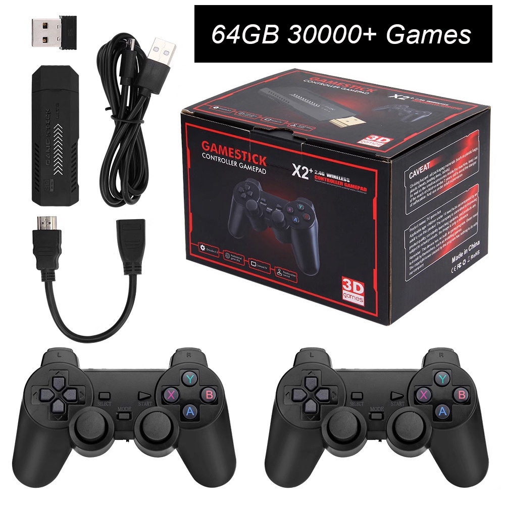 X2 Plus Retro TV Game Console 128G 40000 Jogos 3D Jogo Vara 2.4G Dual  Handles
