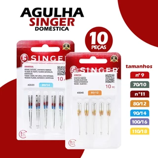 Agulha de Máquina Doméstica Caseira 10 unidades - Singer #2020 Costura
