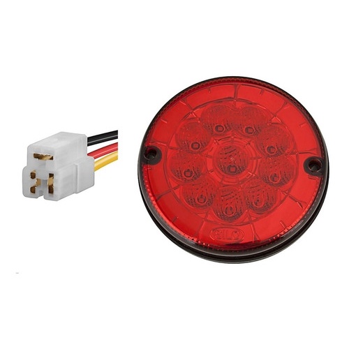 KIT Lanterna Traseira Posição Freio 10 LED VM 12 volts Ø 12.5 cm com Conector - Ônibus Caio / Marcopolo / Caminhão