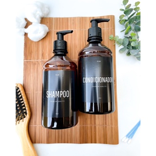 FRASCO ÂMBAR DE PLÁSTICO SHAMPOO CONDICIONADOR 500Ml 2 PÇS
