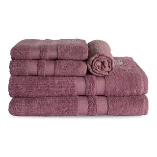 Kit Toalha Banho Rosto Piso 5pcs Paris Algodao Aveludado ROXO FABULA VINHO FELPUDO HIPOALERGENICO MACIO SECA