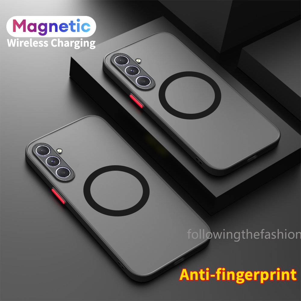 Para Samsung Galaxy A14 4G A34 5G A54 LTE A 14 Magsafe Revestimento Da Capa Do Telefone Macio À Prova De Choque Carregamento Magnético De Luxo Sem Fio De Silicone Transparente TPU Proteção Lente Traseira Câmera Anti Impacto Capinha Phone Case