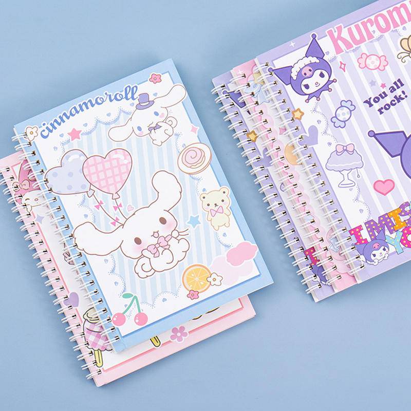 60 Páginas A5 Desenho Animado Sanrio Coil Notebook Mymelody Kuromi Cinnamoroll Journal Kawaii Diário Esboço Escritório Acessórios Presente De Aniversário