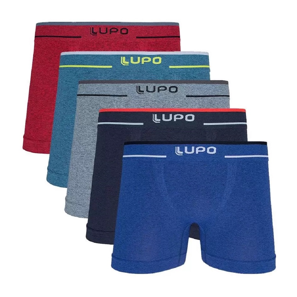 KIT 3 CUECAS BOXER LUPO SEM COSTURA FIO TEXTURIZADO A AR 733