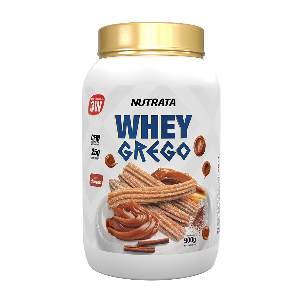 Whey Grego 3w Sabor Churros – Pote 900g – Nutrata