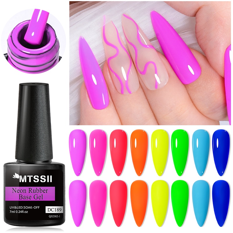 MTSSII 7ml Gel De Borracha Fluorescente Base Neon Cor Semi Permanente Verniz  De Unhas LED UV