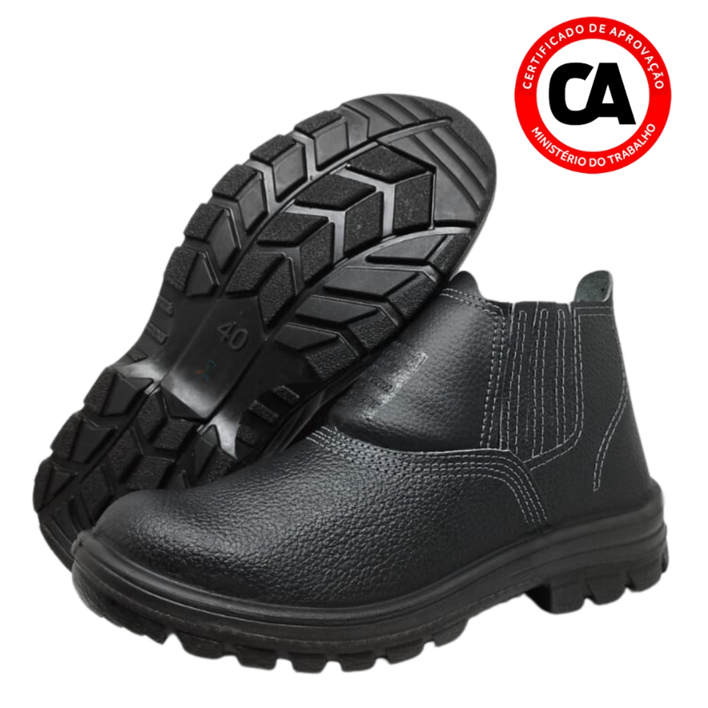 Botina De Segurança Bota Unissex 010PVC Couro Relax Bico PVC