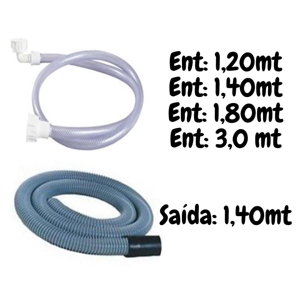 Mangueira Máquina Lavar Entrada Saída Água 1,2mt 1,4mt 1,8mt 3,0mt Lavadora
