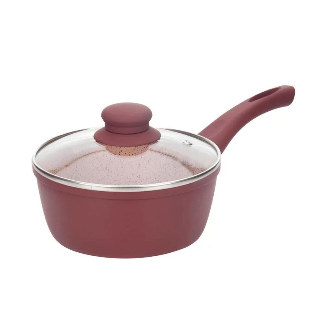 Conjunto de Panelas 16 Pçs Indução Revestimento em Granito Antiaderente Cor  Rosa Cooklover