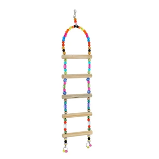 Brinquedo Escada Redonda 5 Degraus Interativo Colorido Corda Madeira Aves Pássaros Bird Toy