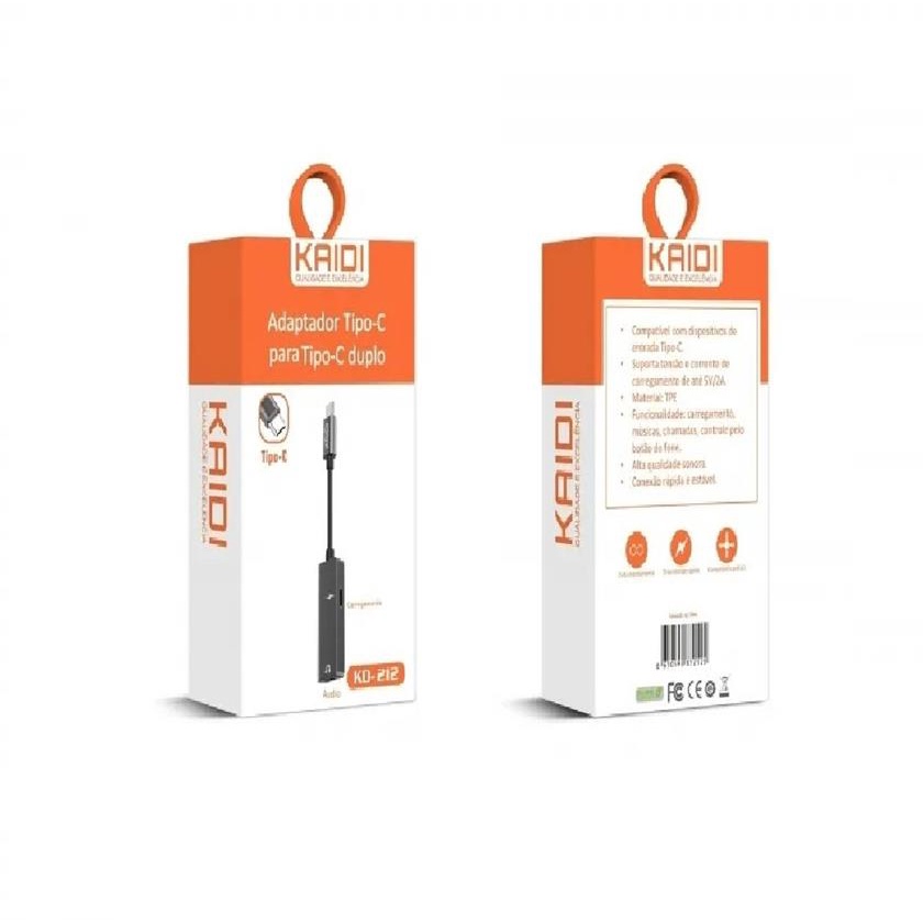 Adaptador Tipo C Para Tipo C E Fone Tipo C Kd 212 - Kaidi