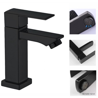 Torneira banheiro lavabo luxo inox preta 1/2 cuba