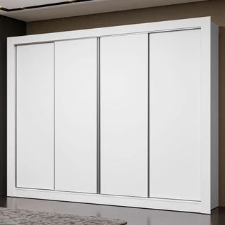 Guarda-Roupa Casal Madesa Montana 4 Portas de Correr - Branco