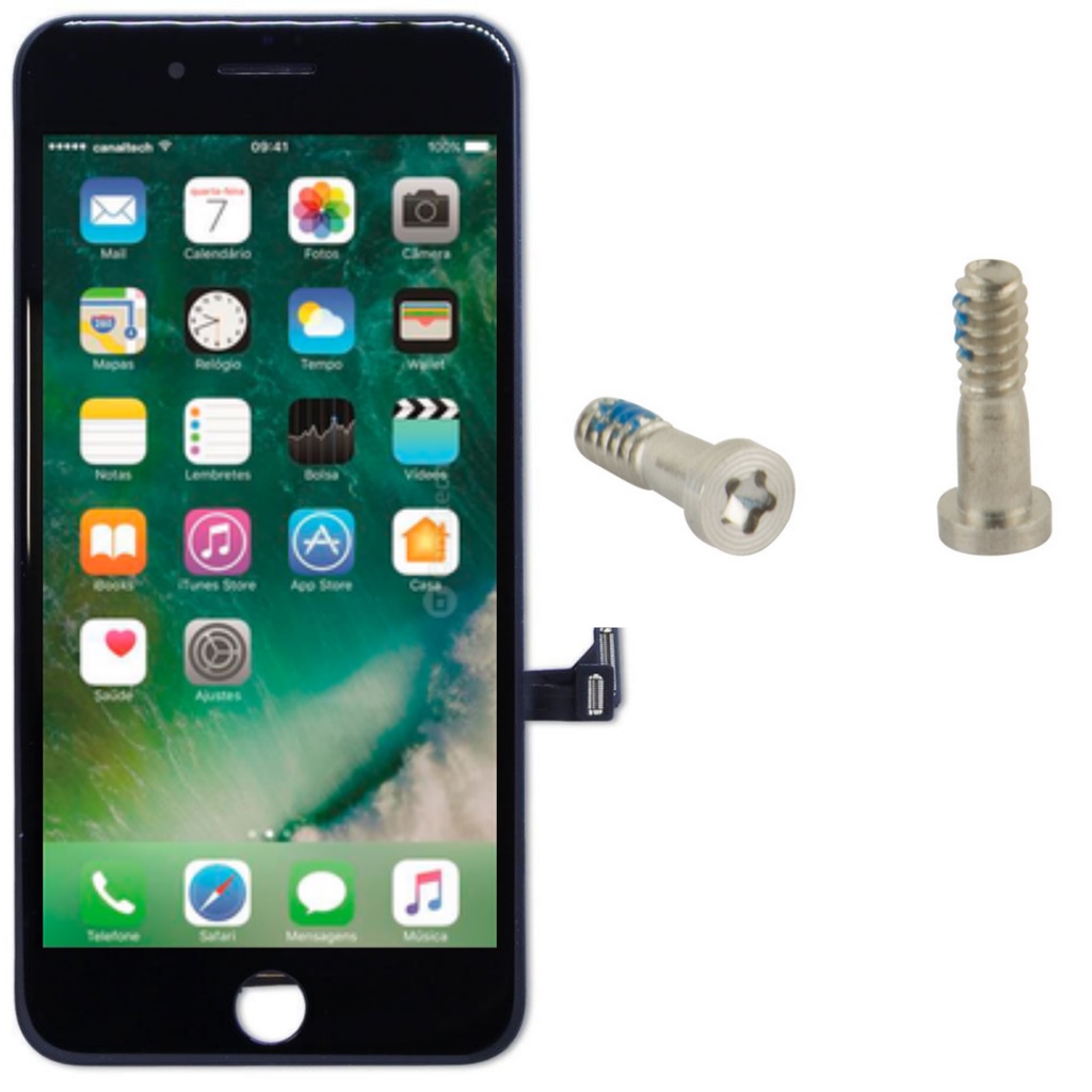 Tela Lcd Display Touch iphone 8 Plus Preto + 2 Parafusos Pentalobe ...