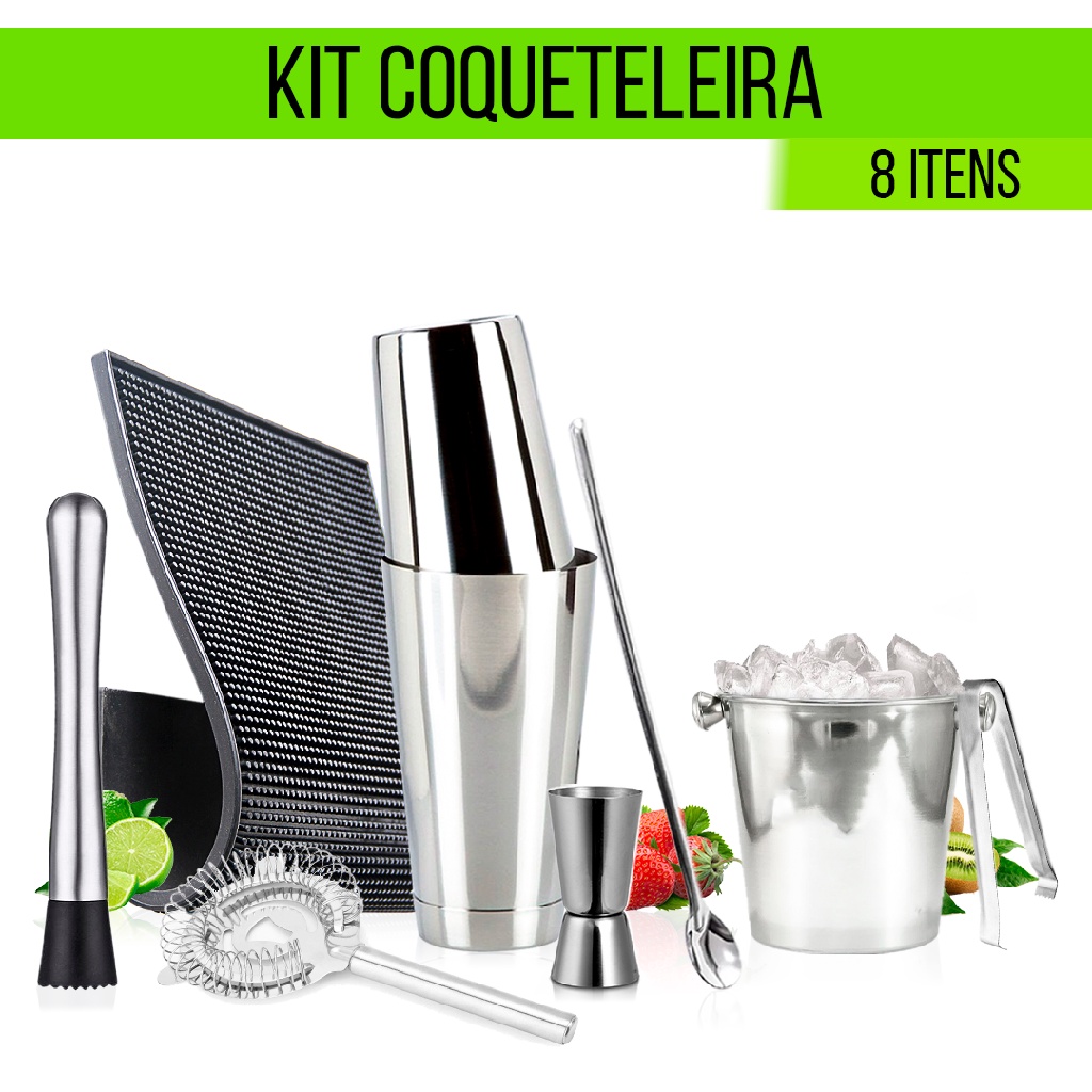 Kit Coqueteleira Tipo Boston Profissional Completo P/ Drinks