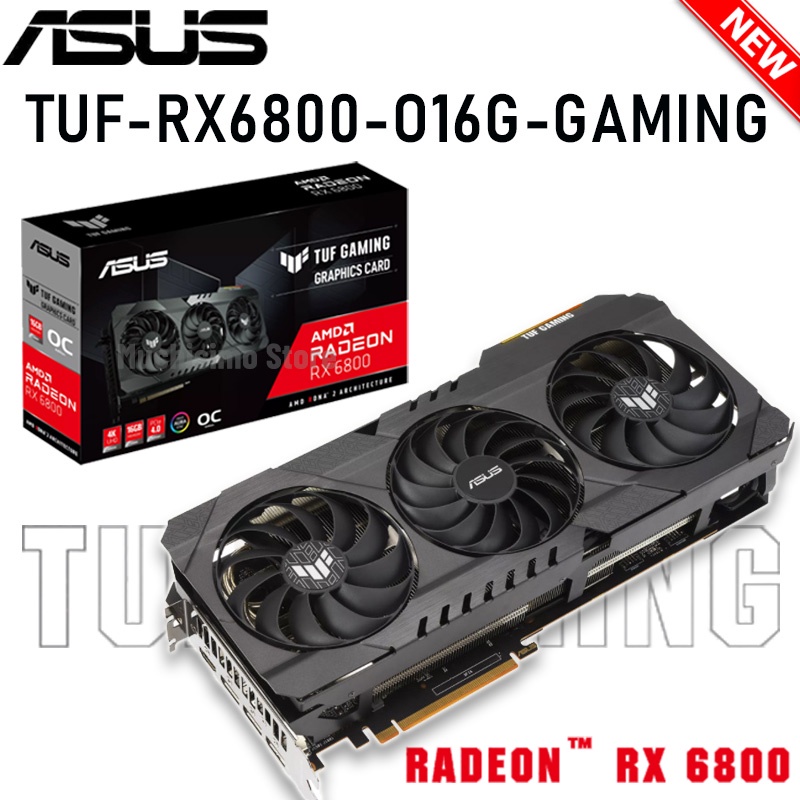 GDDR6 Asus TUF RX6800 O16G GAMING Gráficos Radeon RX 6800 16000MHz 16GB 256bit 8 Pinos + Placa De Vídeo GDDR6 Novo