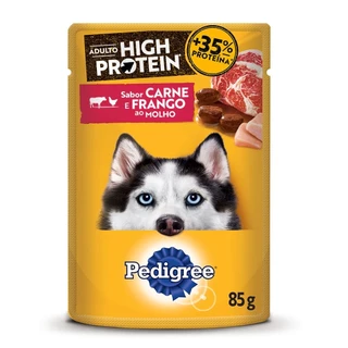 Ração Úmida Pedigree High Protein Sachê Cães Adultos Carne e Frango Ao Molho 85g