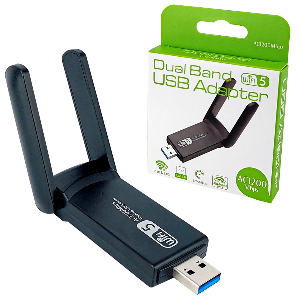 Adaptador wifi usb 3 0 5ghz 1200 mbps dual band 2 4g e 5g receptor
