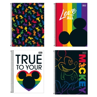 Caderno Universitário Tilibra Mickey Rainbow 1 Matérias 80 Folhas 200mm x 275mm
