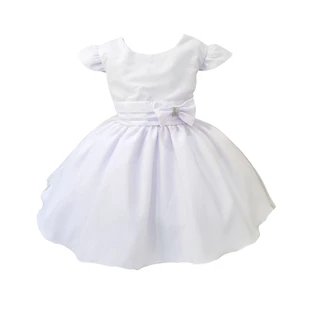 Vestido Infantil Glitter Branco Brilho Noivinha Chic Rodado