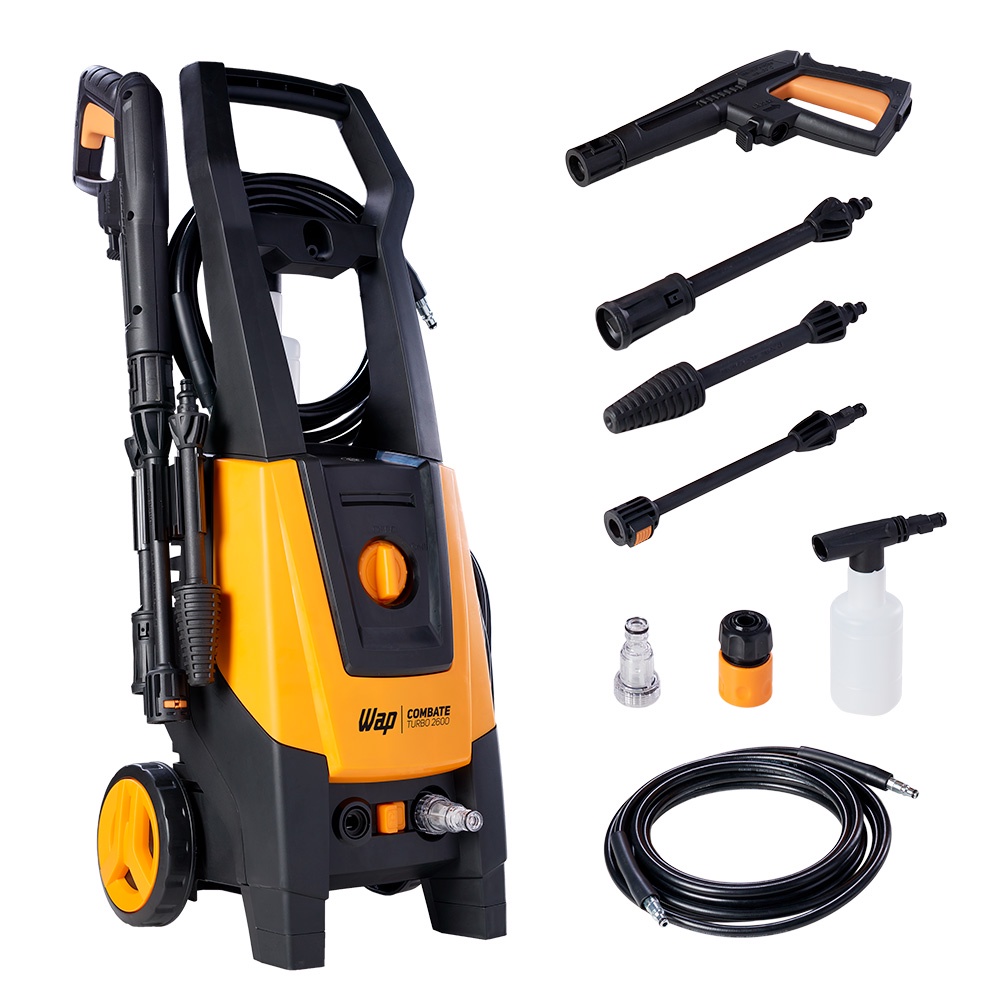Lavadora Alta Pressão Wap Combate Turbo 2600 Jato Profissional Engate Rápido Porta Acessórios Bico Turbo