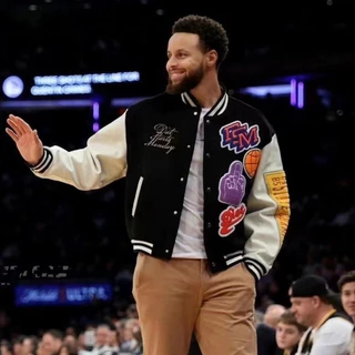 Curry Same Style Baseball Uniform Jacket Warriors Stadium Novo Estilo NBA Casaco Americano Retro Star Casaco Bordado