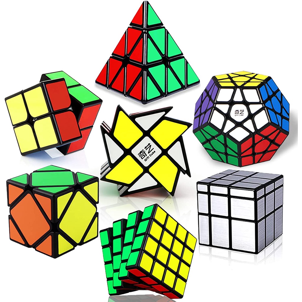 Conjunto de cubos de velocidade, cubo de quebra-cabeça,9 pacotes cubos  mágicos pirâmide pyraminx + 2x2 + 3x3 + 4x4 + Megaminx + Espelho + Mini 3x3  + Skewb + Fenghuolun Puzzle Cube Toy