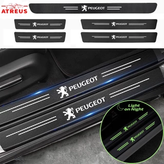 Para Peugeot Adesivo Luminoso Soleira De Porta De Carro De Fibra De Carbono Soleira De Porta Anti-risco Protetor De Porta-Malas Para Peugeot 206 208 207 307 308 2008 3008 508 408 5008 406