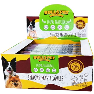 Brinquedo Petisco Mordedor Natual Para Cães Trança Suina Bullspet Display 24un