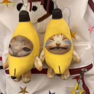 Bbbrbrtop 2023 Novo Pingente Banana Cat Plush Crying Funny Keychain Car Bag Porta-Chaves Acessórios Presentes Para Crianças Bons Produtos