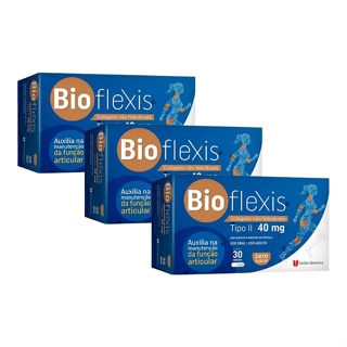 BioFlexis Colágeno Tipo II 40mg Não Hidrolisado Suplemento Alimentar C/30 Cápsulas - Kit C/3
