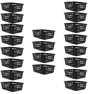 Kit 20 Cestos Organizador Pequeno 16x12x6Cm Preto